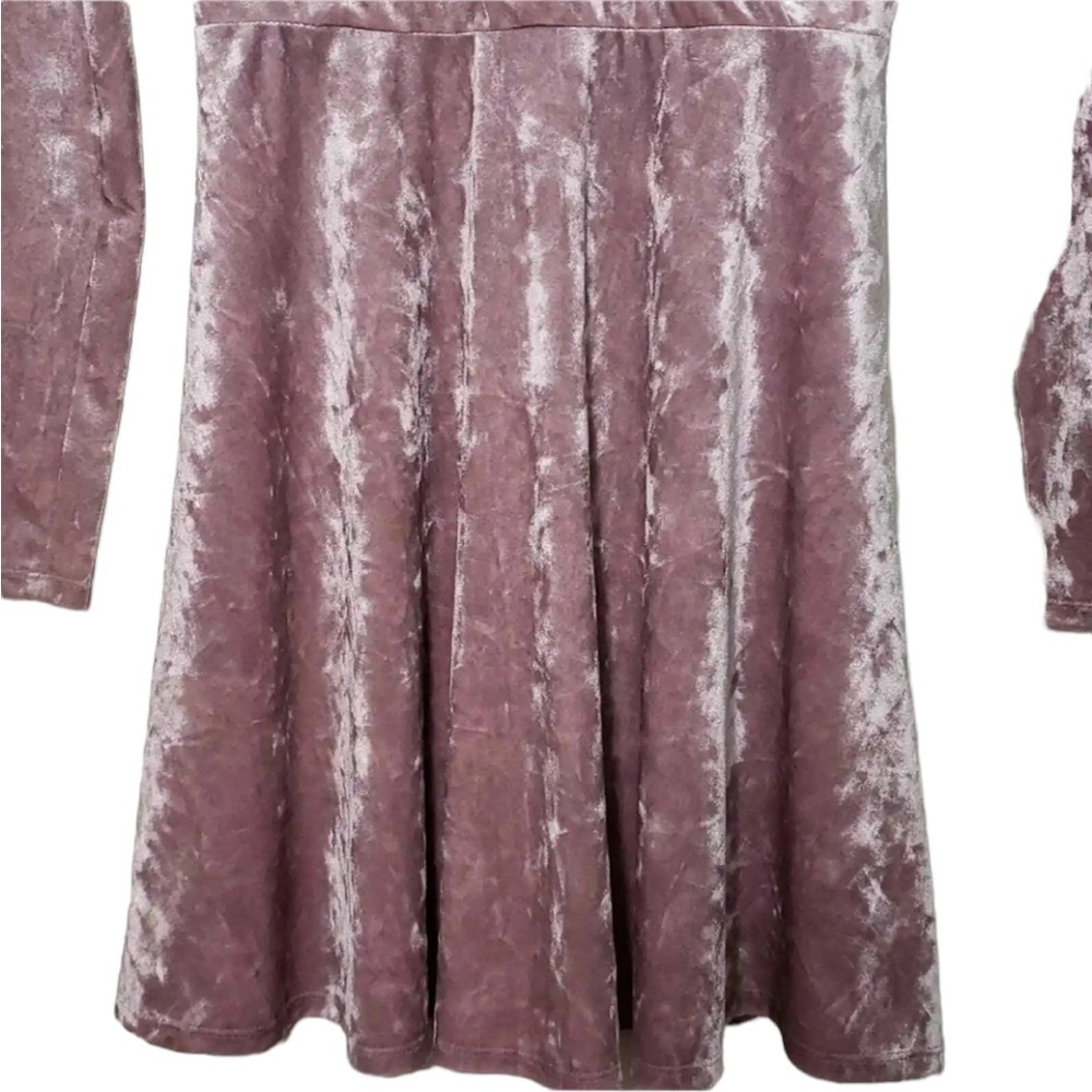 F21 Fit And Flare Pink Crushed Long Sleeve Fit and Flare Mini Dress Size S - Picture 7 of 8
